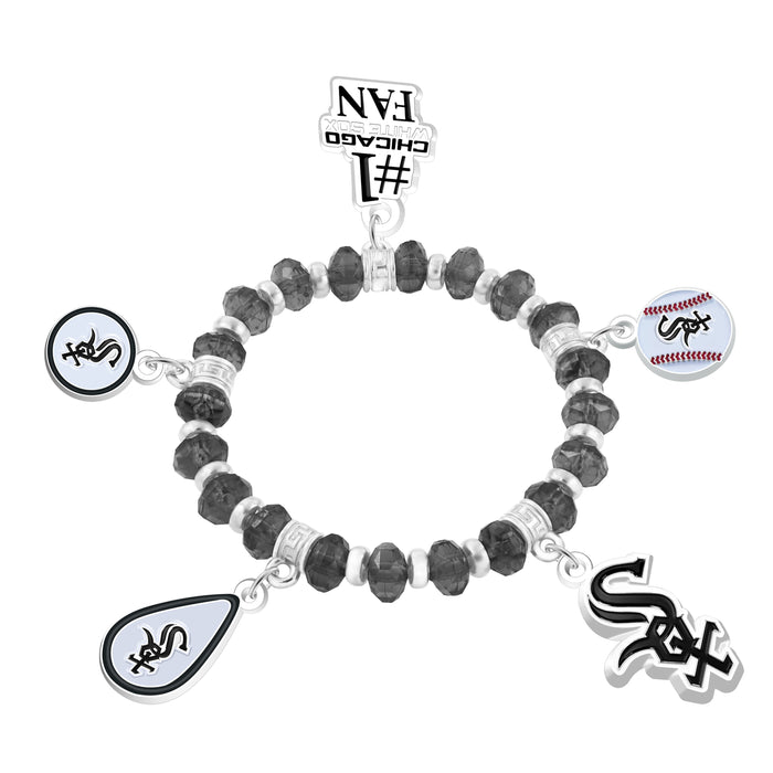 3 Charm Beaded White Sox Bracelet