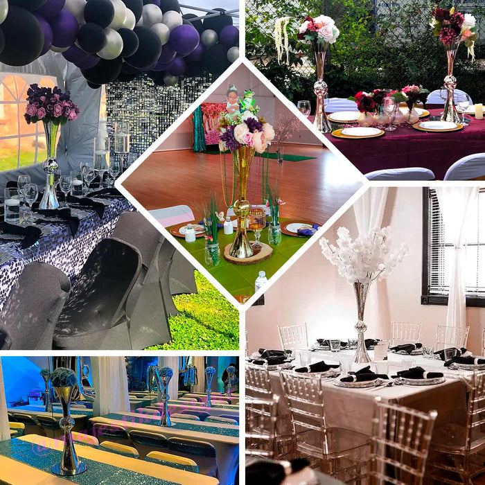 Elegant table settings with floral centerpieces for events and celebrations.