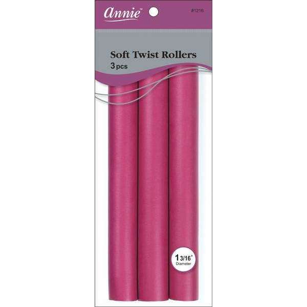 Annie Soft Twist Hair Rollers 1 3/16 Inch, 3 Count, Plum