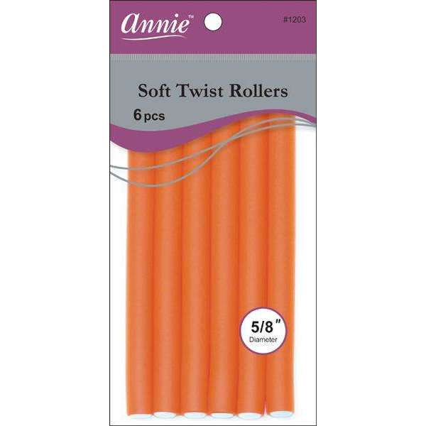 Annie Soft Twist Hair Rollers 5/8 Inch, 6 Count, Orange