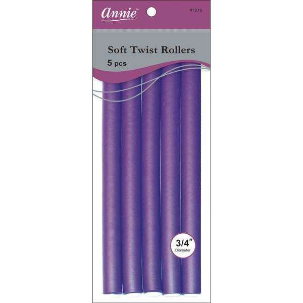 Annie Soft Twist Hair Rollers Extra-Long 3/4 Inch, 6 Count, Purple