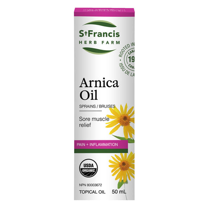 Box of St. Francis Herb Farm Arnica Oil 50ml