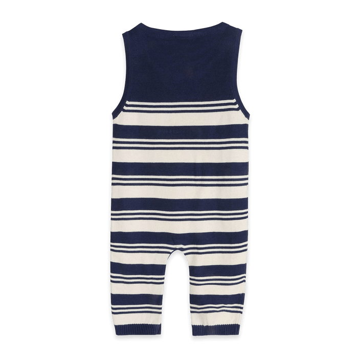 Organic Cotton Bear Pocket Knit Baby Overall Set, Back