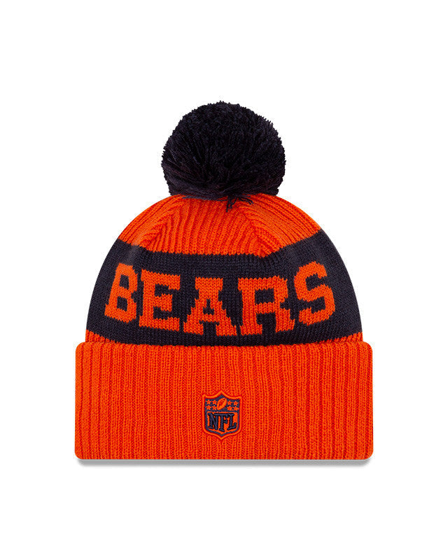 Bears New Era 2020 NFL Sideline Official Sport Pom Cuffed Knit Hat