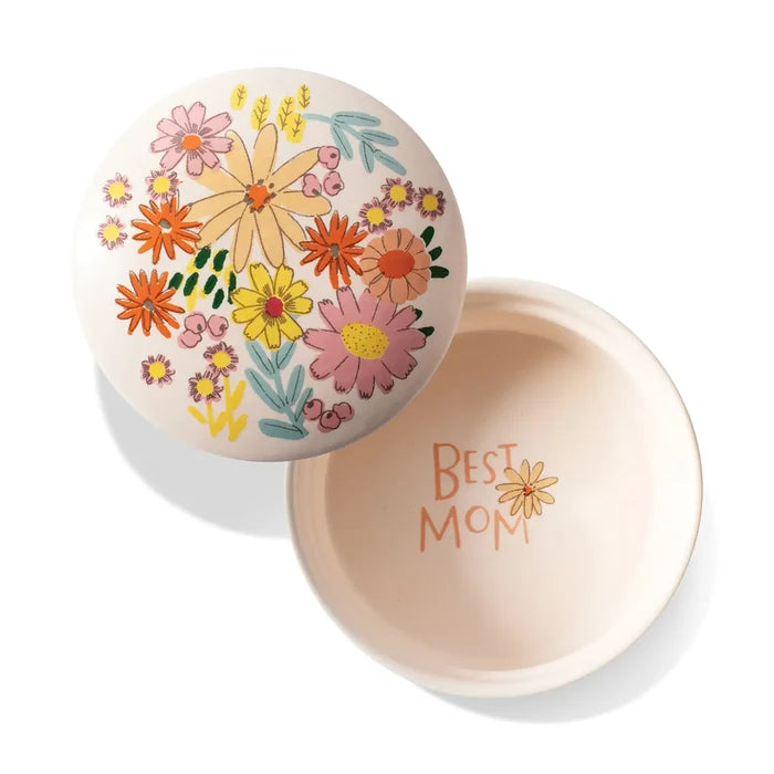 Best Mom Round Trinket Box
