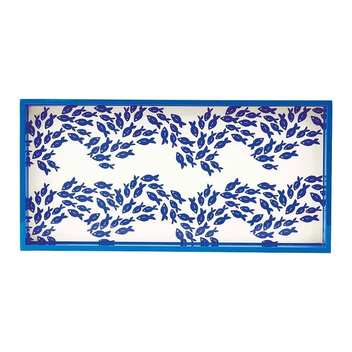Blue Swimmers Lacquer Tray