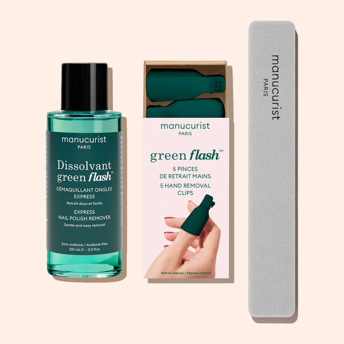 Duo Dissolvant Doux Green Flash™ & Pinces de retrait