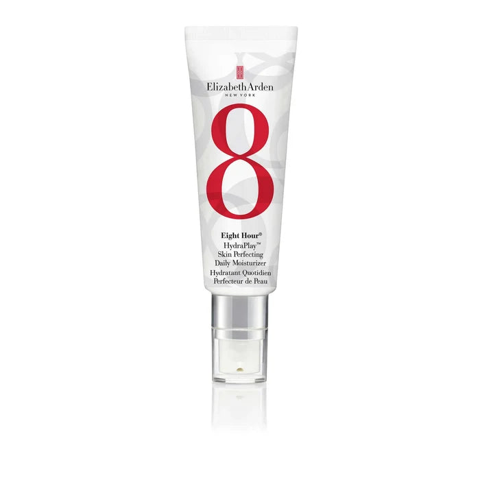 Elizabeth Arden Eight Hour HydraPlay Daily Moisturizer in 45ml jar, smooth, hydrating skin perfecting cream with a clean, natural finish