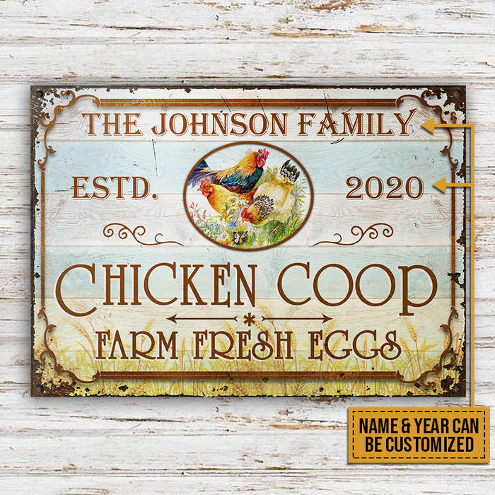 Farm Chicken Coop Fresh Eggs Custom Classic Metal Signs, Farm Sign, Chicken Coop, Farm Decor-CUSTOMOMO