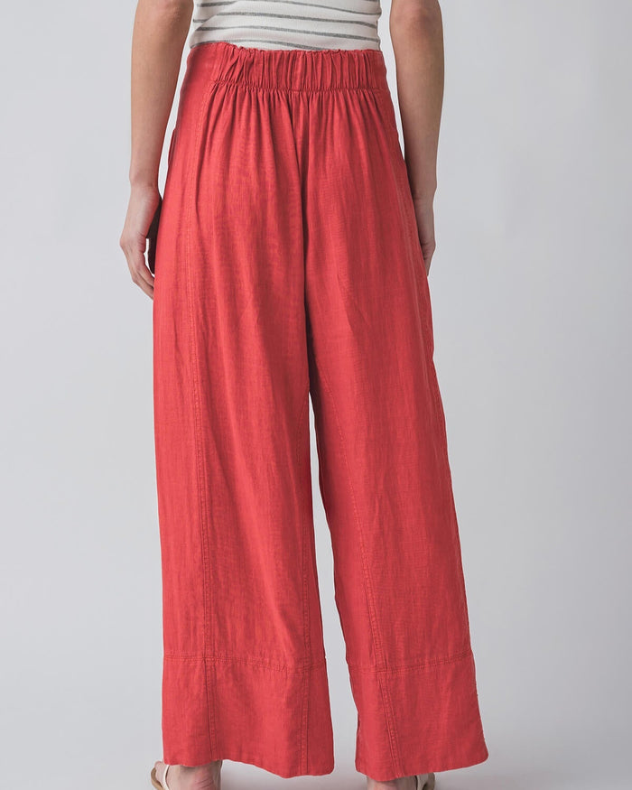 FREE PEOPLE - RED LINEN PULL ON PANTS