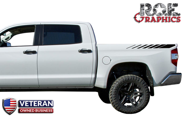 Full Length Strobe Tundra Bed Stripe Decals Vinyl Stickers Bedside Set