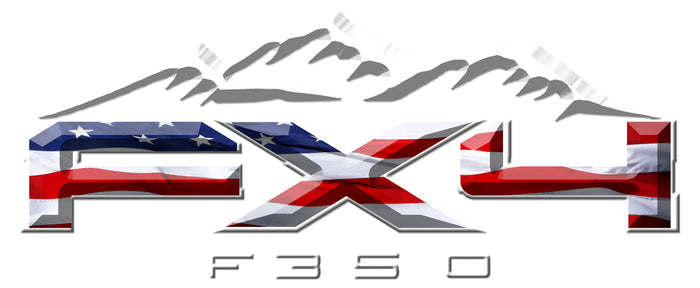 FX4 F350 Mountains American Flag 3D Vinyl Decal Fits All Makes and Models