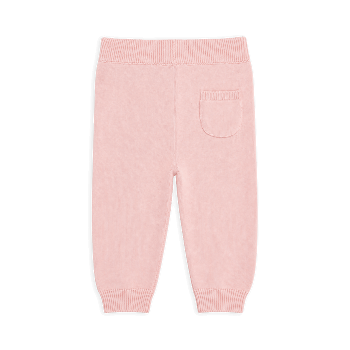 Back of Sweater Knit Baby Pocket Organic Legging Pants, Blush Pink