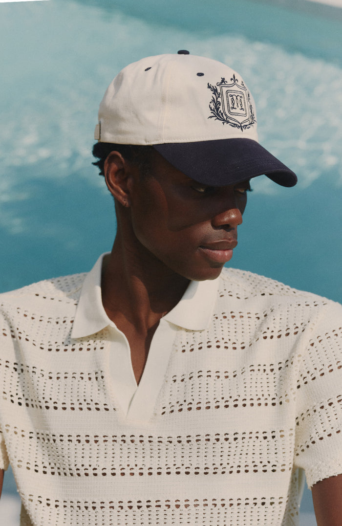 Hills Crest Trucker Cap in Navy and White