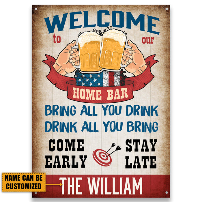 Home Bar Welcome - Backyard Sign - Personalized Custom Classic Metal Signs-CUSTOMOMO