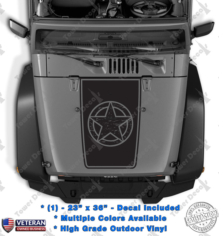 Hood Blackout Distressed Oscar Mike Vinyl Decal fits Jeep Wrangler JK TJ LJ