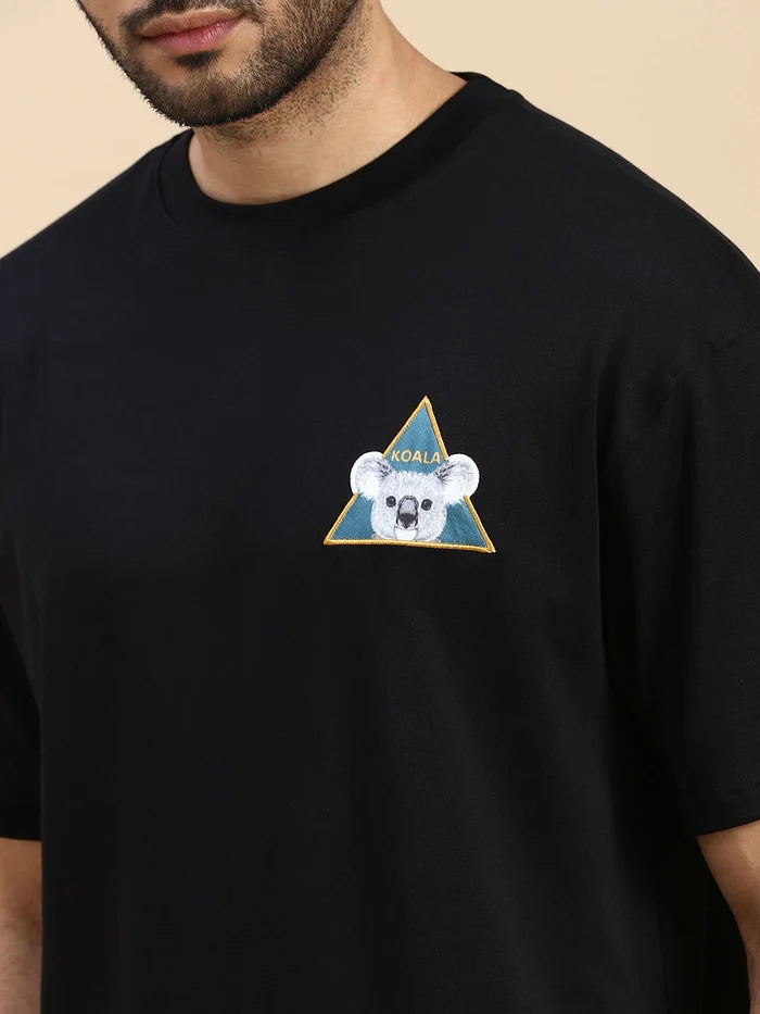 House Of Koala Black Oversized Drop Shoulder T-Shirt