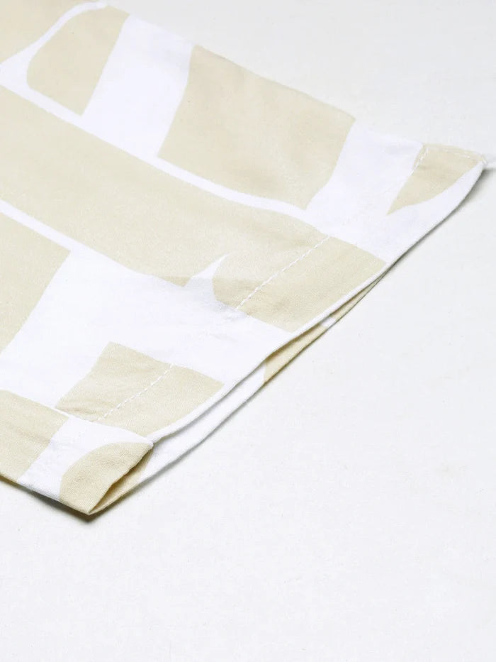 House Of Koala Relaxed Fit Beige Printed All Day Pants