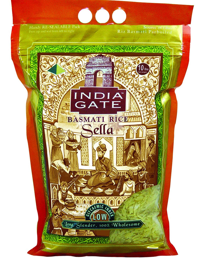 India Gate Parboiled Basmati Rice Bag, Golden Sella, 10-Pounds at Gandhi Foods