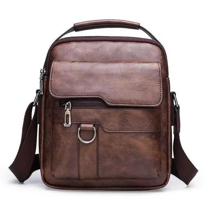 Men's Brown Leather Crossbody Shoulder Bag