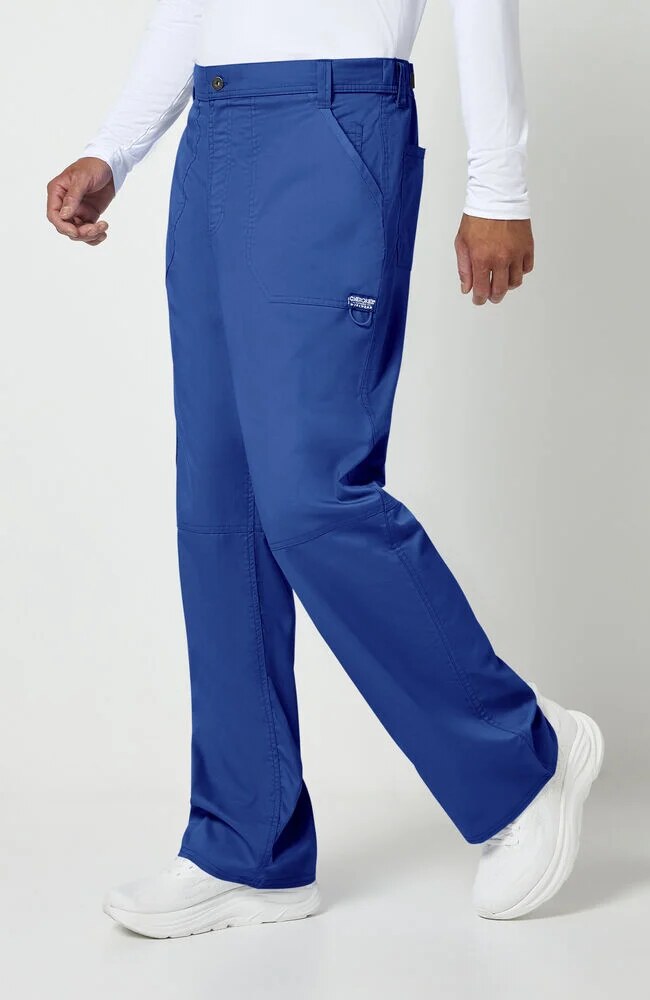 Men's Scrub Set: Chest Pocket V-Neck Scrub Top & Zip Fly Cargo Scrub Pant
