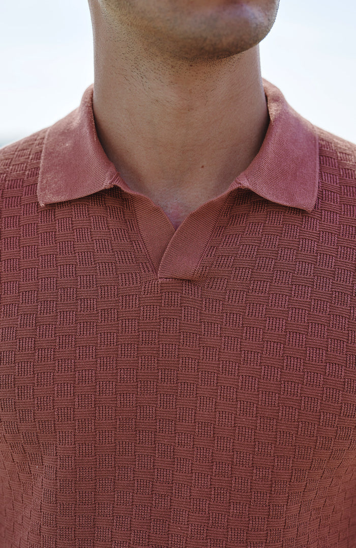Nerano Slim Knit Polo in Canyon