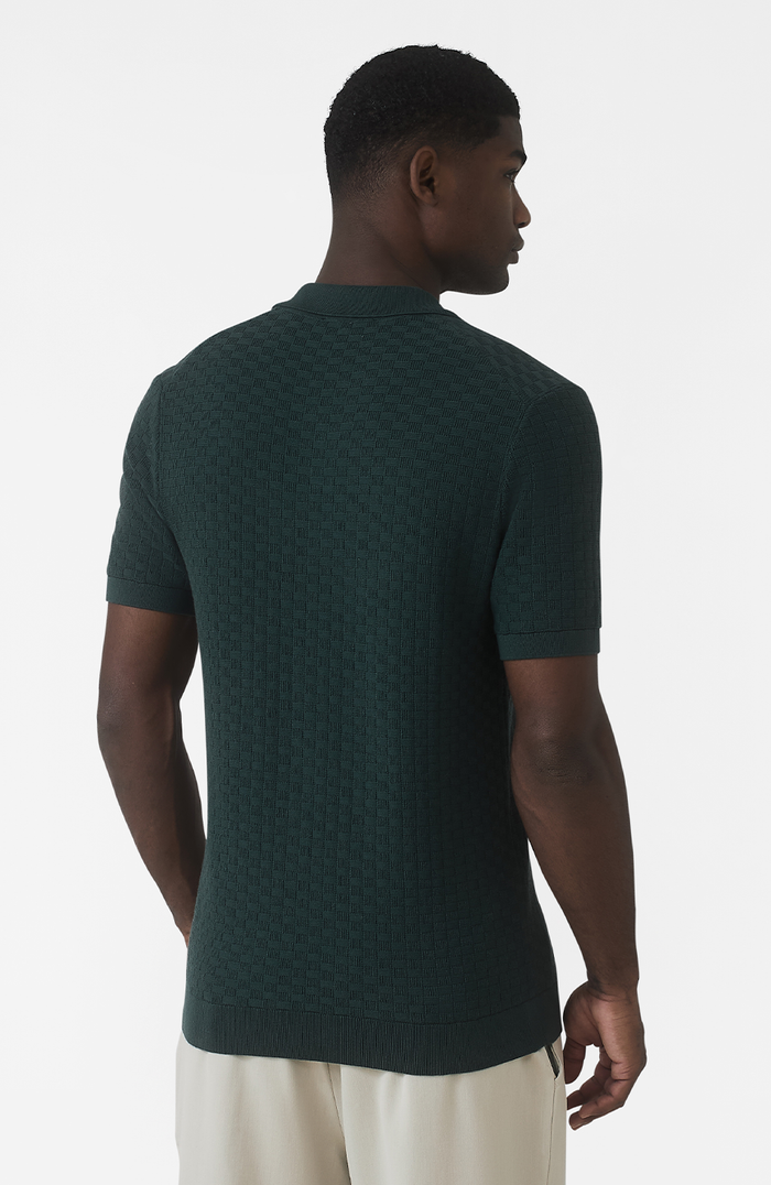 Nerano Slim Knit Polo in Dark Green