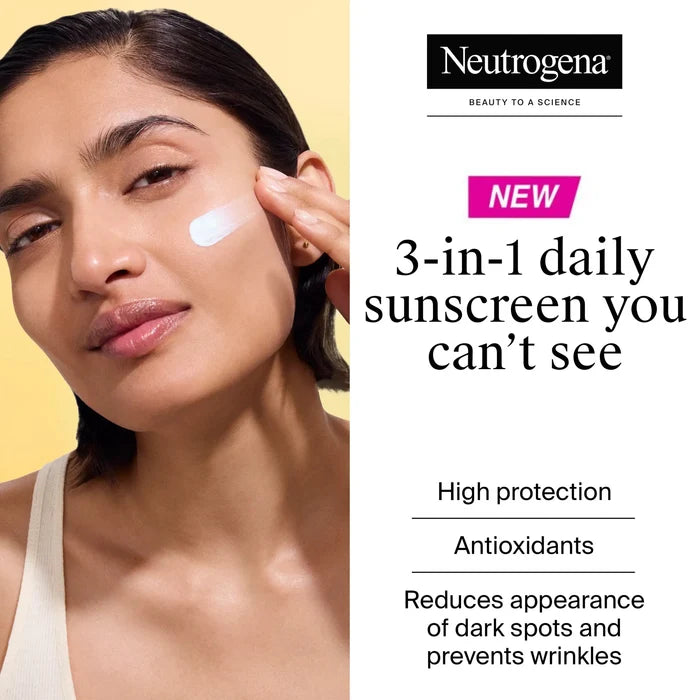 Neutrogena Ultra Sheer Invisible Fluid Sunscreen Age Shield SPF50 50ml واقي الشمس السائل الشفاف فائق الشفافية من نيتروجينا، عامل حماية من الشمس 50 - Princess Cosmetics Qatar