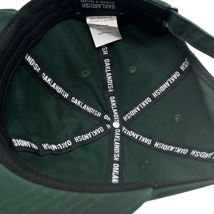 Inside view of green Oakland Ballers Dad Hat.