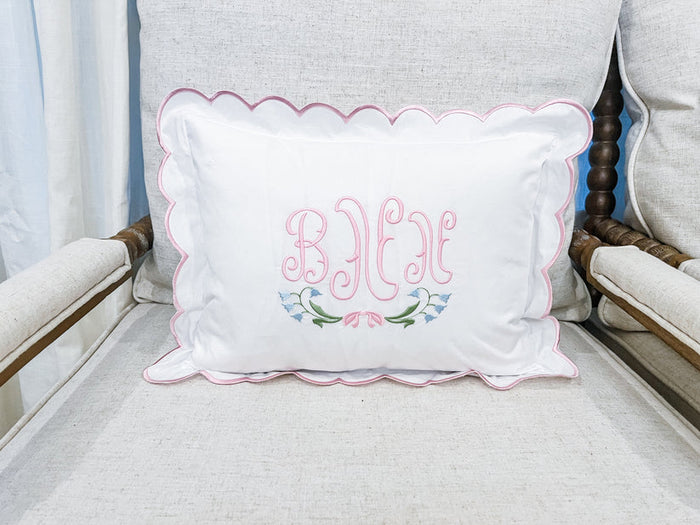Pink Scaloped Pillow Case