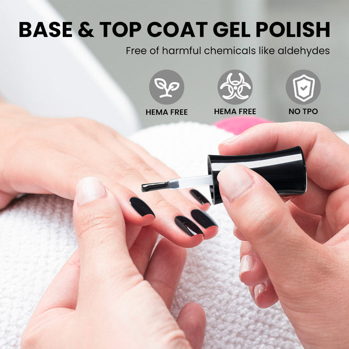 RARJSM Base & Top Coat Gel Polish - HEMA FREE TPO FREE No Harmful Chemicals Aldehydes Free Safe Formula