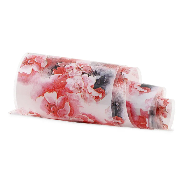 Red & Black Floral - Transfer Foil Strip Naio Nails