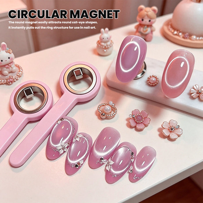 Ring Lollipop Cat Eye Magnet - Pink Circular Magnetic Wand for Cat Eye Gel Polish
