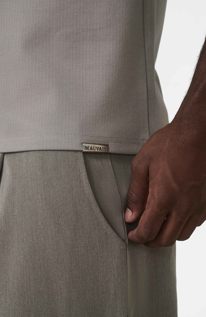 Signature Zip Tee in Monaco Beige