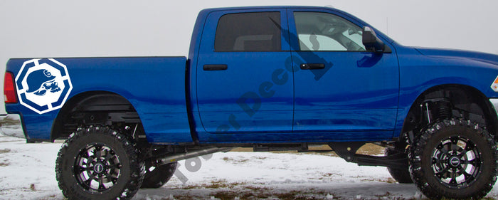 Skulls (2) 22" X 22" Window Bed Decals Fits: F150 F250 Tundra Ram Silverado GMC