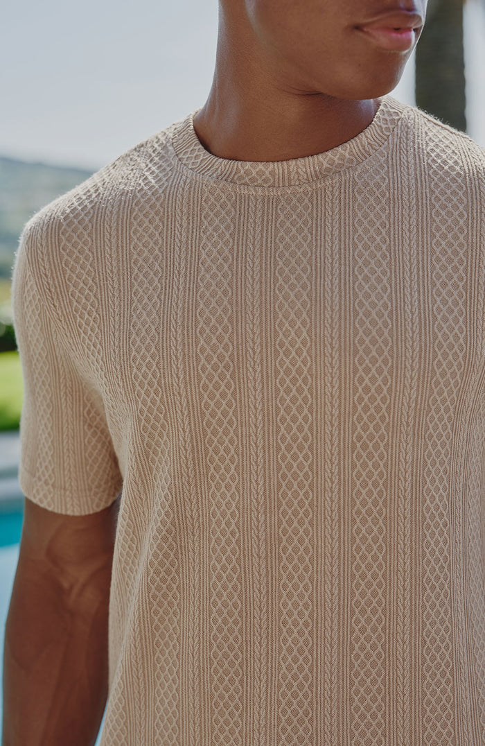 Tanami Textured Stretch Slim Tee in Beige