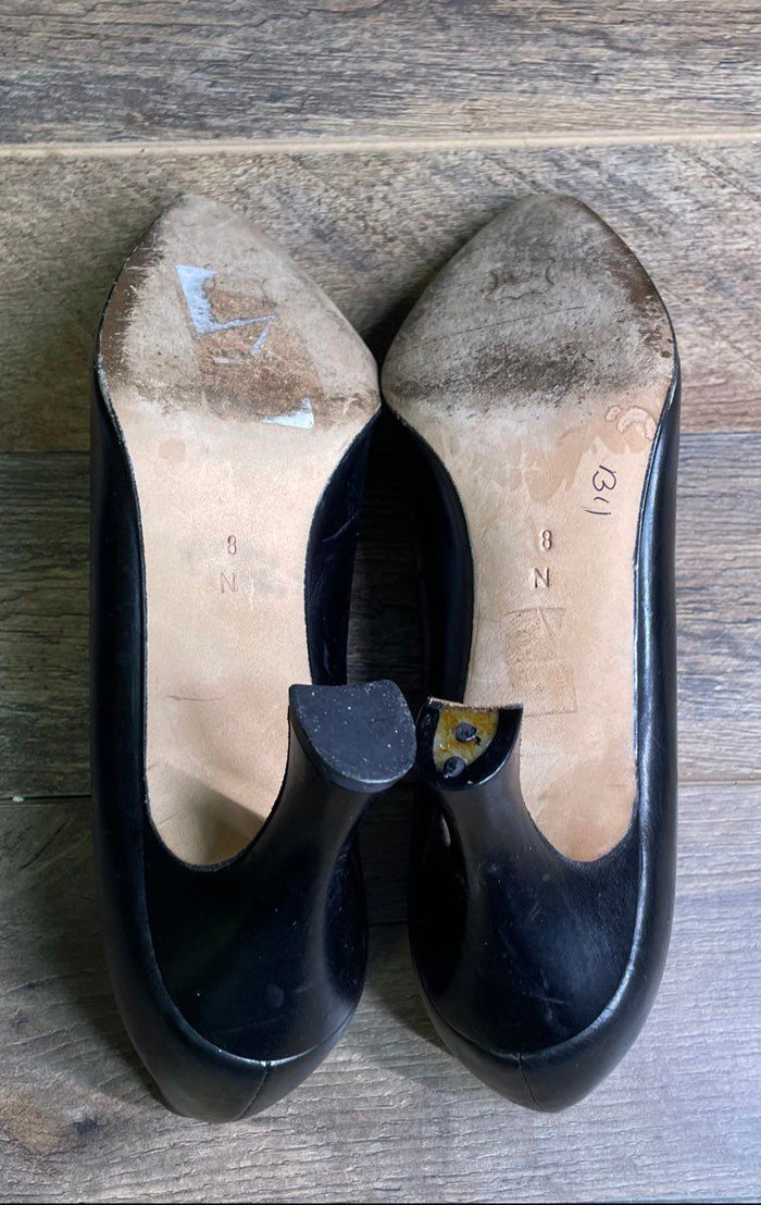 Vintage 90s Bally Black Leather Pointed Toe Pumps Heels Womens Size 8 N