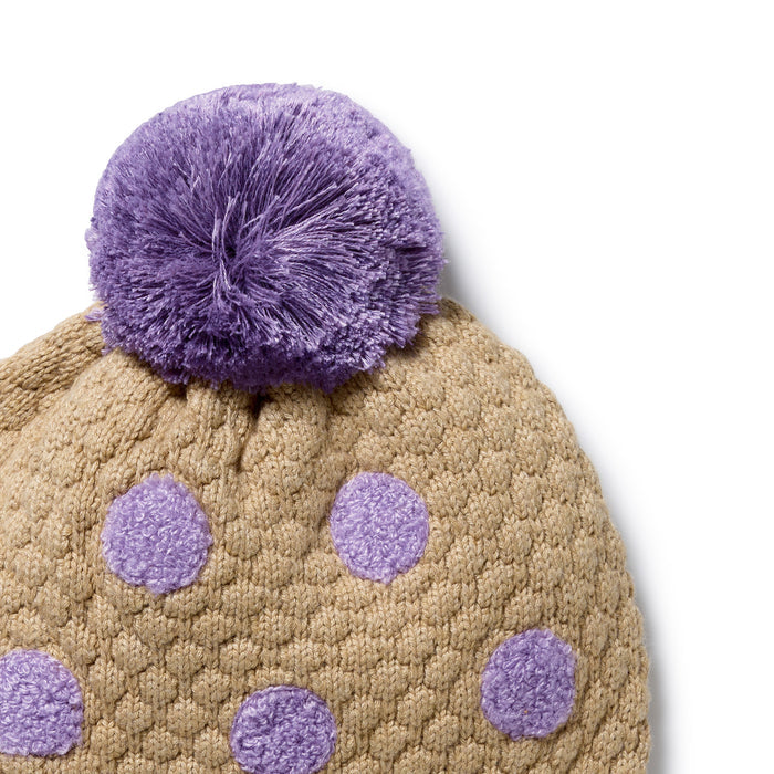Wilson & Frenchy Knitted Bauble Hat - Oat & Mulberry Organic