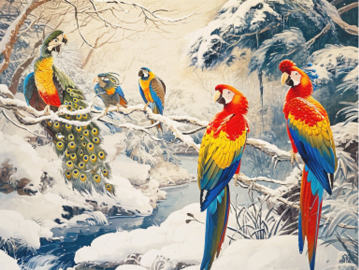Winter Wonderland with Exotic Birds