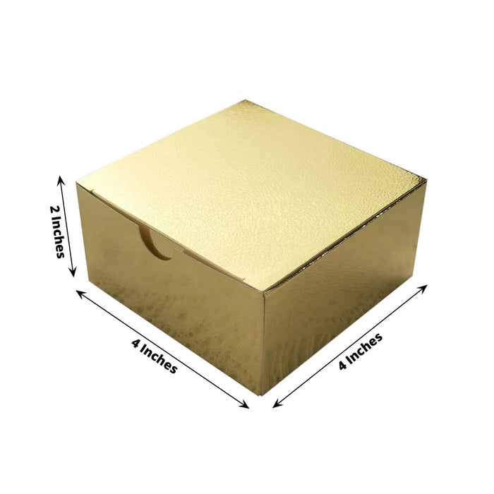 Gold gift box 4x4x2 inches with a shiny textured surface