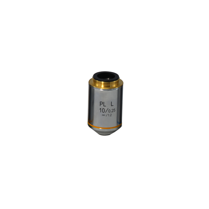 10X Infinity-Corrected Long Working Distance Plan Achromatic Microscope Objective Lens Working Distance 4.3mm, SKU BM14053331, three quarter front view