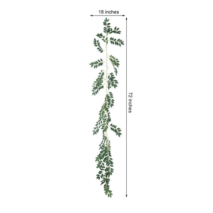 Green foliage garland measuring 18 inches wide by 72 inches long