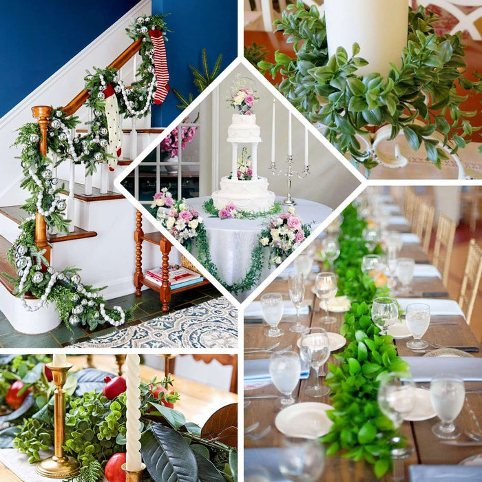 Decorative greenery and floral arrangements for festive events and celebrations.