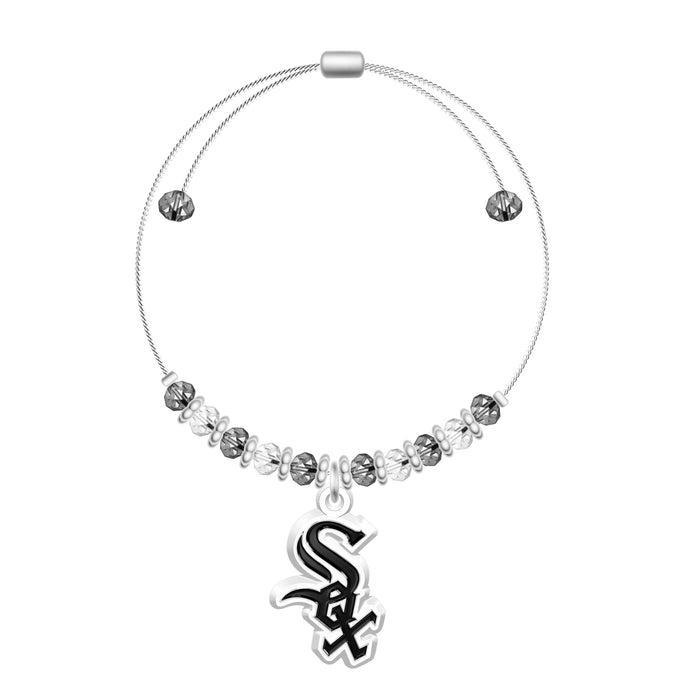 2-Tone Beaded White Sox  Toggle Bracelet