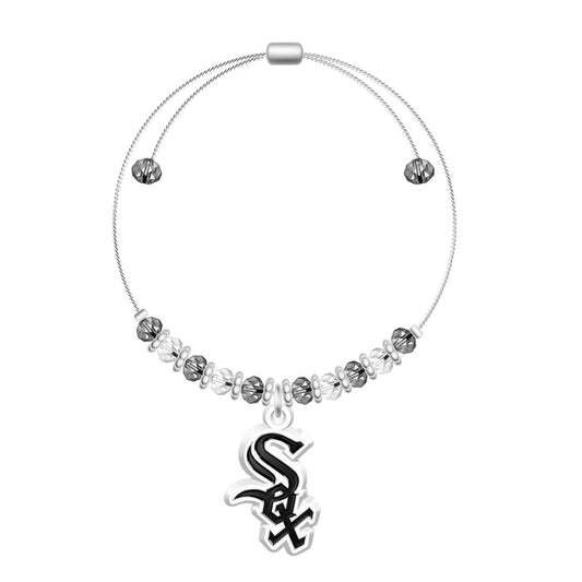 2-Tone Beaded White Sox  Toggle Bracelet