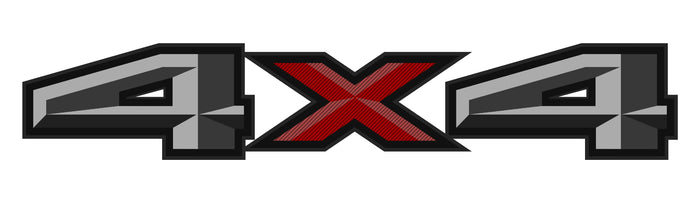 2 x Grey 4x4 3D Printed Carbon Fiber Universal Truck Bed Vinyl Decal