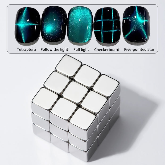 5 cat eye effects with 27-piece cube magnet - tetraptera, follow the light, full light, checkerboard, five-pointed star