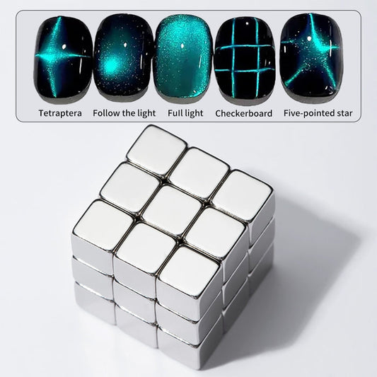 5 cat eye effects with 27-piece cube magnet - tetraptera, follow the light, full light, checkerboard, five-pointed star