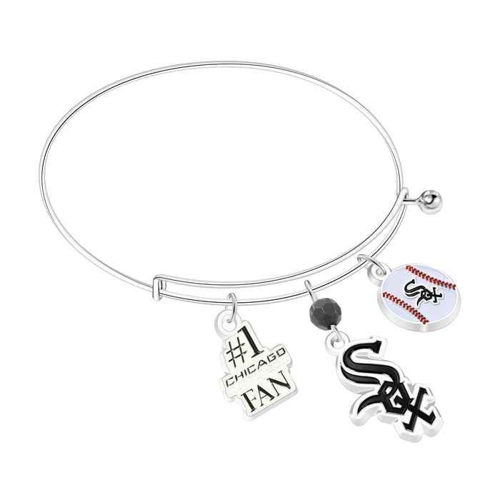 3 Charm White Sox Bracelet