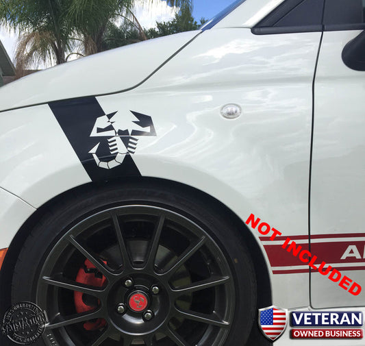 3" Fender Hash Stripes with Abarth Scorpion Fits Fiat Abarth, 500, 2010-15 -Pair